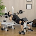 Miniatyrbillede 6 af 7: Rootz Vægtbænk med vægtstativ - Brystpress - Benpress - Armlæn til Bicep Curls - Stål - Sort og hvid - 180L x 134W x 113-136H cm