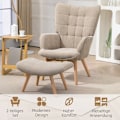 Miniatyrbillede 6 af 10: Rootz Accent stol og osmannisk sæt - Vingestol - Lænestol - Komfortable siddepladser - Alsidig brug - Stilfuldt design - 72 cm x 80 cm x 101 cm - Bøge
