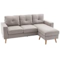 Miniatyrbillede 1 af 6: Rootz 3-personers hjørnesofa - Linnedlook - Vendbar chaiselong - Gummitræ - Lysegrå - 193x136x85 cm