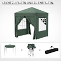 Miniatyrbild 8 av 10: Rootz 2x2m hopfällbart lusthus - Paviljong - Öltält - Snabbinstallation - UV-skydd - Hög stabilitet - 2L x 2W x 2,4H m - Stål & Oxford-tyg