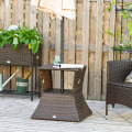 Miniatyrbillede 7 af 7: Rootz Garden Side Table - Rattan Tea Table - Coffee Table - Tea Table - Bistro Side Table - Umbrella Hole And Storage Space - Brown - 54 x 54 x 55 cm