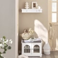 Miniatyrbild 9 av 9: Rootz flytande hylla med lådor - Väggmonterad förvaring - Hängande låda - Snygg modern design - Robust MDF-konstruktion - Idealisk för CD-skivor, böck