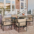 Miniatyrbillede 2 af 7: Rootz 5 stykker Havesæt - Patio Bord - Udendørs stole - Komfortpuder - 80 cm x 80 cm x 71 cm Tabel, 58 cm x 58 cm x 66 cm stole