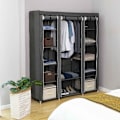 Miniatyrbillede 3 af 7: Rootz Grey Fleece Stof Foldeskab - Opbevaringsorganisering - Bærbar garderobe - Stålrørskonstruktion - Letvægts - Nem montering - 150 cm x 175 cm x 45