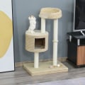 Miniatyrbillede 2 af 11: Rootz Cat Tree - beige, kaffe - klasse E1 spånplade, plys, jute - 24 cm x 16,14 cm x 37,8 cm