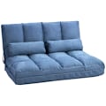 Pikkukuva 10 / 10: Rootz-lattiavuodesohva - Säädettävä selkänoja - Samettikangas - 2-in-1-design - Erittäin mukava - Kestävä teräsrunko - 102cm x 73cm x 60cm - Sininen