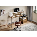 Pikkukuva 3 / 8: Rootz Desk Study Table - WorkStation - Office Desk - runsaasti tallennustilaa - 143x90x50cm - metallikehys - ruskea musta maalattu