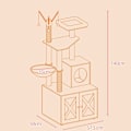Miniatyrbild 4 av 5: Rootz 2 -i -1 Cat Scratching Tree - Lull Box Cabinet - Cat Tower - Space Saving - 57,5 ​​x 50 x 151 cm