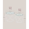 Miniatyrbild 5 av 7: Rootz 2-delade sidobord - Ändbord - Bord av härdat glasstål - Lätt hållbar design - Modern heminredning - 50 cm x 40 cm x 40 cm & 40 cm x 36 cm x 36 c