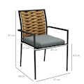 Miniatyrbillede 3 af 6: Rootz Havestole - Udendørsstole - Terrassestole - Sædehynder - Vejrbestandig - Moderne Design - PE Rattan - Polyester - Brun-Grå - 40W x 47D cm