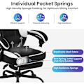 Miniatyrbild 4 av 8: Rootz Gaming Chair - Kontorsstol - Datorstol - Pocket Spring Cushion - Ergonomisk design - Andas Mesh Tyg - 57cm x 51,5cm
