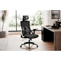 Miniatyrbillede 3 af 7: Rootz Modern Drejestol - Kontorstol - Ergonomisk stol - Meshbetræk - 113cm x 65cm x 65cm - Sort - Sølvdekorationer - Gyngemekanisme - Justerbar sædehø