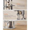 Miniatyrbild 5 av 7: Rootz Scratch Tree - Cat Climbing Tower - Feline Activity Center - 190,7 cm Hög - 2 grottor - 59 cm x 48 cm x 190,7 cm - Grå