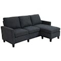 Miniatyrbillede 1 af 7: Rootz Hjørnesofa - Sofasæt - Med vendbar chaiselong - Polyester - Skum - Stuer - College - Hjemmekontorer - Mørkegrå - 197 x 139 x 91 cm