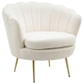 Miniatyrbild 10 av 11: Rootz Shell -formad klädd stol - Relaxationsstol - Comfy fåtölj - Guldmetallben - Elegant & mysig - 79L x 77W x 77H cm - vitt tyg