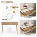 Miniatyrbild 6 av 6: Rootz justerbart sminkbordsset - Sminkbord - Sminkbord - LED-spegel - Ergonomisk pall - Gott om förvaring - 100 cm x 122 cm x 40 cm