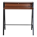 Miniatyrbillede 2 af 7: Rootz Desk - Computer Desk - Office Table - Computer Table - Drawer - Processed Wood - Steel - Brown - Black