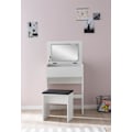 Miniatyrbillede 4 af 7: Rootz Toiletbord 60x81x40 cm Hvidt Konsolbord Træ Moderne - Kosmetikbord med skammel og spejl - Hvidt toiletbord med klaprum - Moderne make-up bord pi