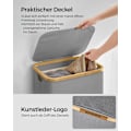 Miniatyrbillede 3 af 4: Rootz Portable Dove Grey Vasketøjskurv - Tøjkurv - Sammenklappelig opbevaringsbeholder - 600D Oxford-stof - Bambusramme - Letvægts - 42 cm x 32 cm x 7