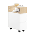 Miniatyrbillede 1 af 9: Rootz Bedside Bord med hjul - natbord - sidebord - kompakt design - 2 skuffer - 20 cm x 61 cm x 50 cm