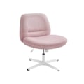 Miniatyrbillede 1 af 6: Rootz Pink kontorstol - Bredt sæde - Krydsbund - Stål og bomuld-linned - Justerbar højde - 72cm x 72cm x 75-83cm
