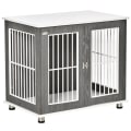Miniatyrbild 1 av 6: Rootz Transportbox - Hundbur - För medelstora och små hundar - Låsbar - Träbaserad - Stål - Grå + Vit - 85W x 55D x 75H cm
