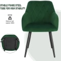Miniatyrbillede 7 af 8: Rootz sæt med 4 spisestuestole - Lænestole - Fløjlssæder - Ergonomisk komfort - Luksuriøs fløjl - Robust og holdbar - 44 cm x 42,5 cm x 85,5 cm