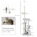 Miniatyrbild 3 av 6: Rootz PawHut takhög kattskrapstolpe - Cat Activity Center - Cat Retreat - Höjdjusterbar - Flera plattformar - Robust konstruktion - 60W x 40D x 225-25