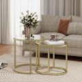 Miniatyrbillede 2 af 10: Rootz 2 -stykke sæt sofabord - oval & rund sofabord - Stabelbart borde - Rumbesparende design - Ø50 x 50,5 timer, 60L x 36b x 43,5 timer cm
