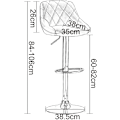 Miniatyrbild 3 av 10: Rootz justerbar barstol i konstläder - bänkstol - vridbar sits - höjdjusterbar, 360° rotation, ergonomisk komfort - 84cm till 106cm x 38cm x 35cm
