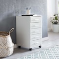 Pikkukuva 6 / 7: Rootz rullakontti valkoinen 33 x 63 x 38 cm puinen laatikkokaappipöytä - Toimistokaappi 5 laatikkoa - Kontti Rullakaappi pieni Jalusta Kontti kapea -