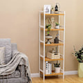 Miniatyrbillede 4 af 9: Rootz reol - Opbevaringsstativ - Køkkenskab - Bambus - Hvid - Beige - 5 niveauer - 45 x 31,5 x 142 cm