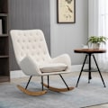 Miniatyrbillede 2 af 5: Rootz Gyngestol - Scandi Design - Afslapningsstol - Knapsømning - Stue - Spisestue - Cremefarvet + Naturlig + Sort - 69 cm x 90 cm x 100 cm