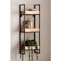 Pikkukuva 6 / 7: Rootz Modern Industrial Seinähylly - Kelluva hylly - Koristehylly - Massiivipuuta ja metallia - Kolme säilytystilaa - Käsintehty - 27cm x 77cm x 18cm