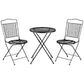 Miniatyrbillede 7 af 7: Rootz 3 dele bistrosæt med bord og 2 stole - Havemøbler - Metal - Sort - 55,5 x 55,5 x 69,5 cm
