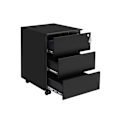 Pikkukuva 1 / 7: Rootz 3 Drawer Arkistokaappi - Pyörivä kontti - Toimistojärjestäjä - Teräsrakenne - Turvalukko - Mattamusta - 45cm x 39cm x 55cm