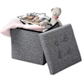 Miniatyrbillede 2 af 8: Rootz foldeopbevaringsskammel - Osmannisk bænk - Pladsbesparende sæde - MDF (E1) - 37,5 cm x 38 cm x 37,5 cm - Åndbart linnedbetræk