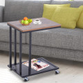 Miniatyrbillede 2 af 7: Rootz Sidebord - På hjul - C-Shape - Opbevaringshylde - Stål - MDF - Sort-brun - 51 x 36 x 61 cm