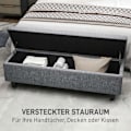 Miniatyrbillede 4 af 11: Rootz Linned Look Storage Bench - Opbevaring sæde bryst - tuftet opbevaringsbænk - skjult opbevaring - 138 cm x 40 cm x 45 cm