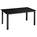Miniatyrbillede 1 af 6: Rootz Havebord - 6 personers - Vejrbestandig - Hærdet glas - Terrassebord - Sort - 150 cm x 90 cm x 74 cm