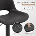 Miniatyrbillede 5 af 9: Rootz Barstol i imiteret læder - Vintage barstol - Vandtæt og ergonomisk - Justerbar højde - 48 cm x (85-105,5 cm) x 49 cm