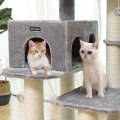 Miniatyrbillede 7 af 9: Rootz Cat Tower - Justerbart Kattetræ - Kattehus - Kradsestolpe - Grå - 70 x 60 x 112 cm