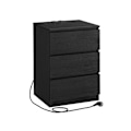 Miniatyrbillede 1 af 7: Rootz sidebord med 3 skuffer - Natbord - Natbord - Moderne design - Ibenholts sort finish - 45cm x 40cm x 60cm