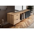 Miniatyrbillede 5 af 6: Rootz Lowboard 150 cm TV-stativ - TV-skab - Underholdningsenhed - Moderne egetræsdesign - Rummelig opbevaring - Holdbar konstruktion - 150 cm x 55 cm