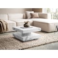 Miniatyrbillede 3 af 6: Rootz Square Sofabord - Moderne marmorbord - Hvid stuebord - Anti -slip puder - 60 cm x 60 cm x 34 cm