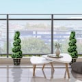 Miniatyrbillede 4 af 10: Rootz Spiral imiterede buksbomplanter - Kunstige topiaries - Realistisk farve og tekstur - Stabile cementpotter - Sæt med 2 - Grøn - 90 cm x 30 cm x 2