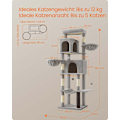 Miniatyrbild 6 av 7: Rootz Scratch Tree - Cat Climbing Tower - Feline Activity Center - 190,7 cm Hög - 2 grottor - 59 cm x 48 cm x 190,7 cm - Grå