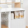 Miniatyrbild 8 av 9: Rootz Kitchen Island - Barbord - Skänk - Expanderbar design - Vinförvaring - Glashållare - Gummiträskiva - 105cm x 105cm x 60cm