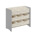 Miniatyrbillede 1 af 6: Rootz børnehylde med 9 æsker i ikke-vævet stof - hyldebeslag til børn - MDF-materiale - Dove Grey - 29,5 cm x 62,5 cm x 60 cm