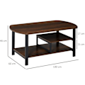 Miniatyrbillede 3 af 7: Nancy's Newington Salontafel - Koffietafel - 3 Niveauer - Opbergrum - Industrieel - Bruin - Sort - Bewerkt Hout - Staal - 100 x 60 x 46 cm
